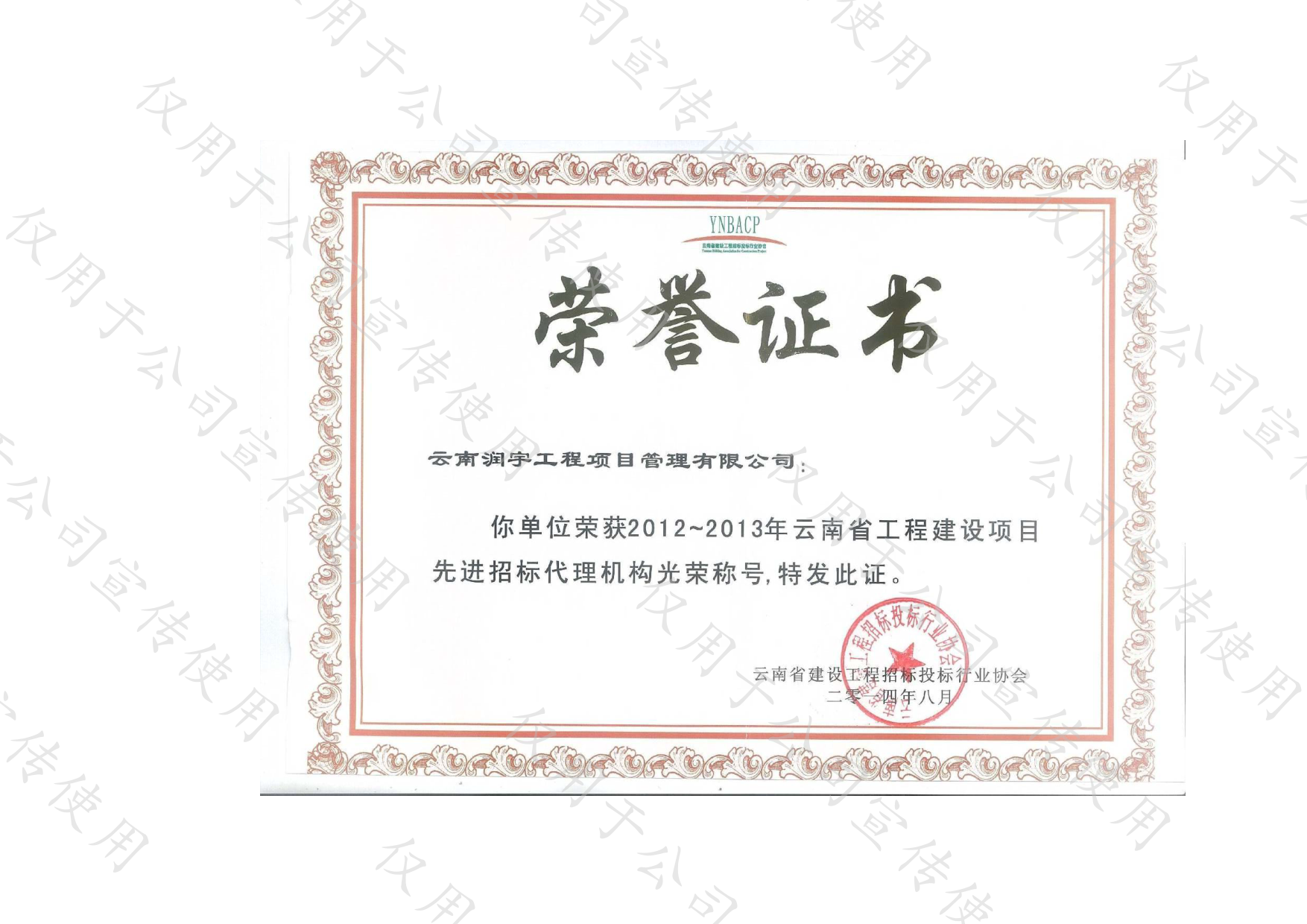 2012-2013年云南省工程建設項目先進(jìn)招標代理機構